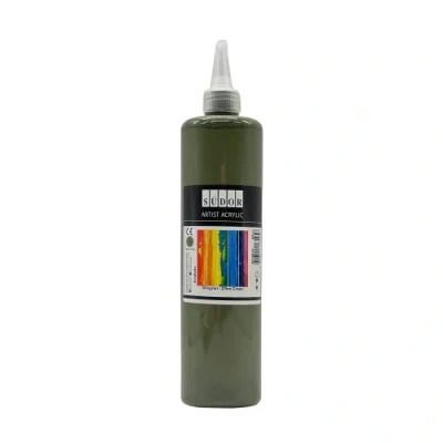 Imagen de pintura ACRÍLICA 500 ml altamente pigmentada. de artista opaca para madera, piedra, lienzo, papel, tela, cuero, metal, colada. todo uso (verde oliva)
