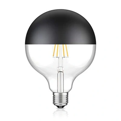 Imagen de ledscom.de bombilla LED E27, G125, blanco cálido (2700 K), 6,7 W, 660lm, espejo de cabeza (negro), filamento, bombilla, vidrio, LED, casquillo bajo consumo,