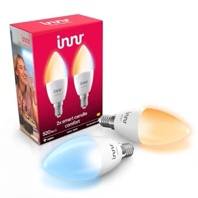 Imagen de Innr Bombilla Inteligente E14 Vela, Luz Blanca Cálida a Fría, LED, Compatible con Hue*, Alexa, Amazon Echo (4ª gen), LED Zigbee, Regulable, 520 lúmenes 2 Pack