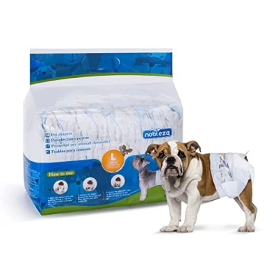 Imagen de Nobleza 12x Pañales para Perros Desechables Hembra Cachorro Entrenamiento Súper Absorbente Envolturas Mascotas Paquete de 12, L