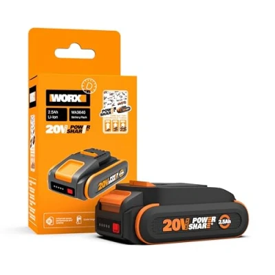Imagen de WORX PowerShare WA3640 batería Recargable de Iones Litio (20 V, 2500 mAh, compacta con Mayor Seguridad y Tiempo Funcionamiento, indicador Carga LED, Compatible