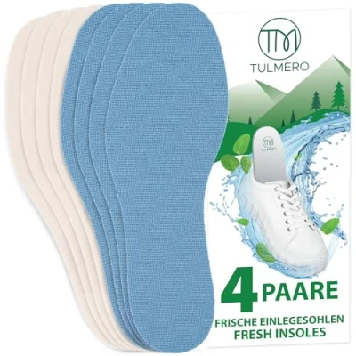 Imagen de TULMERO plantillas antisudor para pies descalzos, 4 pares de contra el sudor, tecnología ThermoCool alta tecnología, talla 40