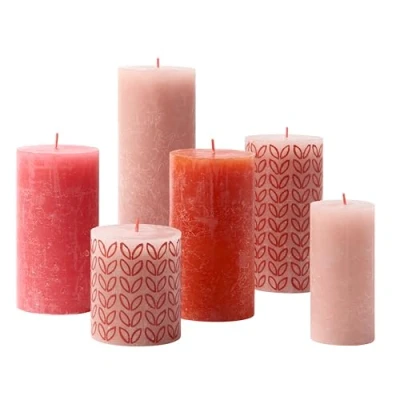 Imagen de Bolsius Juego de regalo velas rústicas, atardecer amapola, caja 6 velas, largo tiempo combustión, vela doméstica, decoración interiores, sin perfume, incluye cera vegana natural,