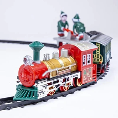 Imagen de The Christmas Workshop Juegos de tren Navidad, 4 diseños separados, sonidos realistas y luz, funciona con pilas (juego elfo animado)