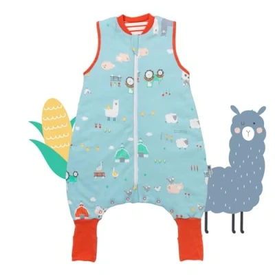 Imagen de Slumbersac Saco de dormir bebe con pies para el verano 60 cm Granja 1.0 Tog algódon orgánico piernas tamaño del cuerpo 70