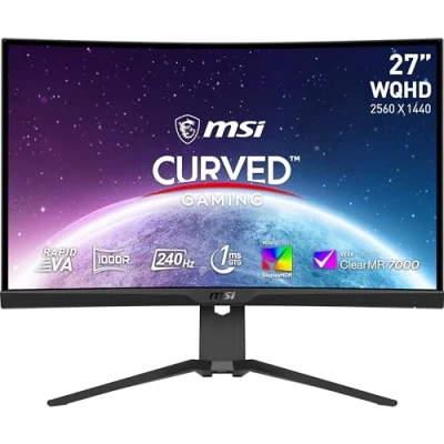 Imagen de Monitor gaming MSI MAG 275CQRXF, 27&quot;, WQHD, 1 ms, 240 Hz, Rapid VA Panel, Negro