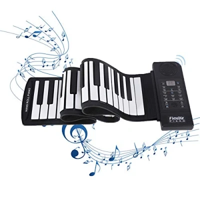 Imagen de Yunir Piano Enrollable, portátil 61 Teclas (C3 C8) de Teclado electrónico Flexible Silicona Suave estándar