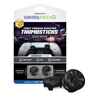 Imagen de KontrolFreek FPS Freek Galaxy Black para Playstation 4 (PS4) y 5 (PS5) Pulgares de Rendimiento 1 Tiro Alto, Medio Negro