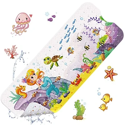 Imagen de Alfombrillas para Bañera Antideslizante 100 x 40cm Alfombra Baño con 200 Ventosas Fuertes de Ducha Motivos del Sirena