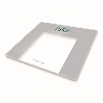 Imagen de TERRAILLON Balanza electrónica Bascula Ultraplana Encendido/apagado automático Gran pantalla LCD 150kg TP1000 Vidrio Gris