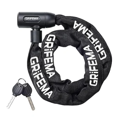 Imagen de GRIFEMA GA1201 12 Candado de Bicicleta Antirrobo con Llave, Cadena para Bicicletas, Motos, Scooters, 120cm, Negro