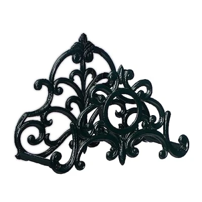Imagen de Relaxdays Soporte Manguera Pared, Cuelgamangueras Estilo Vintage, 24,5 x 31,5 15,5 cm, Hierro Fundido, Verde Oscuro