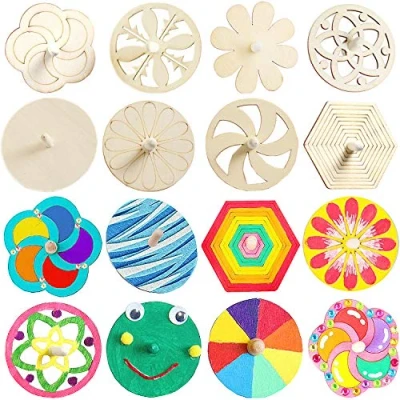 Imagen de Liuer 24PCS Peonza de Madera,Juego peonzas,Peonza trompo,Creativo Juguete Regalos y Detalles para Comuniones,Fiestas Cumpleaño(Dibuja Colores tú Mismo)