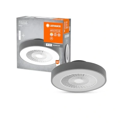 Imagen de LEDVANCE Lámpara Smart WiFi para ventilador de techo, con forma cilindro, gris, regulable, velocidad aire ajustable, mando a distancia incluido, controlable mediante app y asistente voz