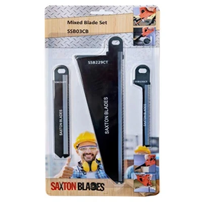 Imagen de Saxton SSB03CB Juego de 3 cuchillas madera y metal compatible con sierras Black and Decker Piranha Scorpion