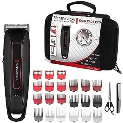Imagen de Remington Máquina de Cortar Pelo Easy Fade Pro, Cortapelos con Cable e Inalámbrico, Cuchillas Acero Calidad Japonesa, 10 Peines Degradado y 9 Fijos, 120 min Autonomía, Indicador LED HC550