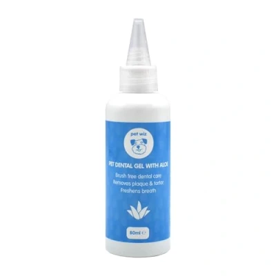 Imagen de Gel dental para mascotas con aloe cuidado bucal sin escobillas, reduce la placa, el sarro y de los dientes encías perros gatos mientras refresca aliento 80 ml