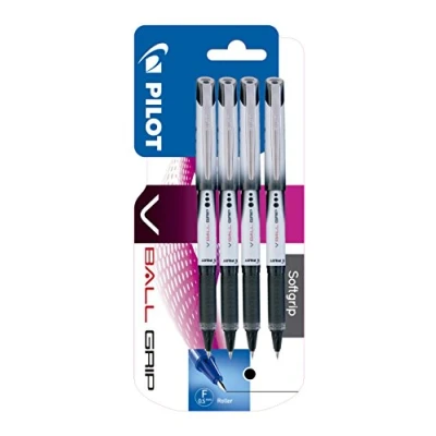 Imagen de Pilot V Ball Grip 05 Roller tinta líquida, 4 unidades, color negro