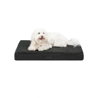 Imagen de lionto Cama ortopédica para perros, 76 x 51 8 cm, cojín perros resistente con suave felpa, funda extraíble y lavable, impermeable, adecuada pequeños grandes gatos, color negro