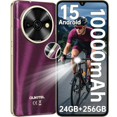 Imagen de OUKITEL C59 Pro Teléfonos Inteligentes Android 15 6.88 Pantalla HD+ 90Hz Telefonos Moviles Libres, 24GB+256GB/1TB, Batería 10000mAh, 110 LM Smartphone, 4G Dual SIM/OTG/GPS/Fingerprint/Face ID