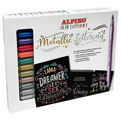 Imagen de Rotulador alpino metallic lettering doble punta estuche de 12 unidades colores surtidos