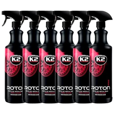 Imagen de K2 Limpia Llantas Limpiador Descontaminante Férrico Pack de 6 para Coche Moto Disco Freno sin Acidos Elimina Ferodo Frotar Roton Cleaner 1 Litro