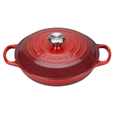 Imagen de Le Creuset Colección Signature Cacerola Baja, Hierro Fundido, Rojo Cereza, 26 cm