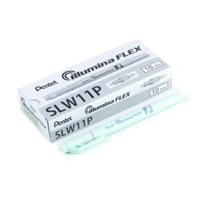 Imagen de Pentel Ilumina Flex SLW11P Lote de 10 subrayadores (2 puntas, color verde claro