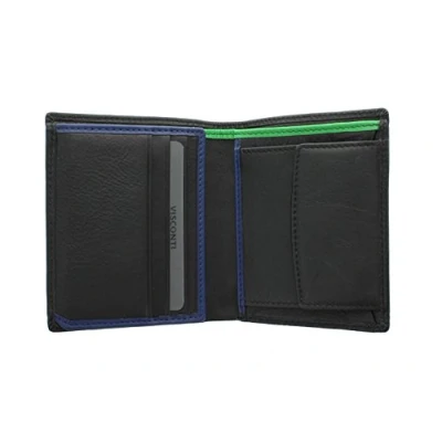 Imagen de VISCONTI Colección Bond DR NO Cartera Compacta de Cuero para Hombre BD22 Negro/Verde