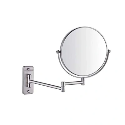 Imagen de ATAAY Espejo de Maquillaje montado en la Pared 8 Pulgadas Aumento 10X, Giratorio Dos Lados Forma Redonda tocador Extensible para baño cosmético Afeitar Acabado Croma