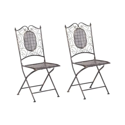 Imagen de Beliani Conjunto de 2 sillas balcón Hierro Negro Metal Envejecido Plegable Exterior Resistente a los Rayos UV Estilo Retro francés Bormio