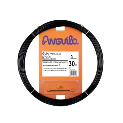 Imagen de Anguila Guía Pasacables Terminales Intercambiables Monofilamento Nylon Color Negro Diámetro 3mm 30 metros