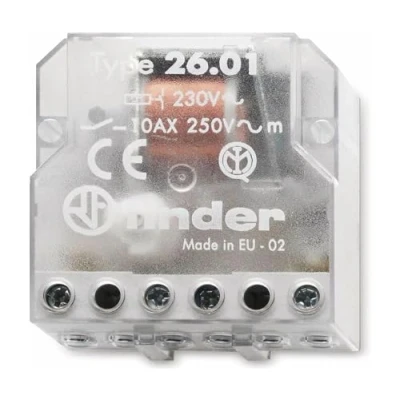 Imagen de Finder 260182300000 Telerruptor/interruptor Automático unipolar encastrable 1 NA CA (50Hz) 230 V, Transparente,