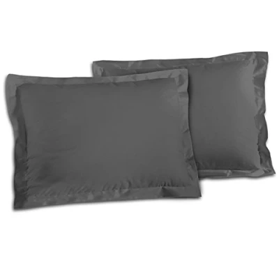 Imagen de Home Linge Passion Juego de 2 Fundas Almohada, Algodón, Gris Oscuro, Individual, 50 x 70 cm,