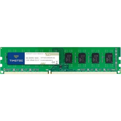 Imagen de Timetec 8GB DDR3L/DDR3 1600MHz PC3L 12800/PC3 12800 No ECC Sin búfer 1.5V CL11 2Rx8 Dual Rank 240 Pin UDIMM Computadora de Escritorio Actualización del módulo Memoria RAM (8 GB)