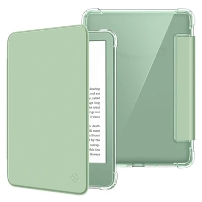 Imagen de Fintie Funda para Nuevo Kindle de 6&quot; (11ª Gen) 2024/2022, Transparente Suave TPU con función Apagado/Encendido automático,Verde Agave