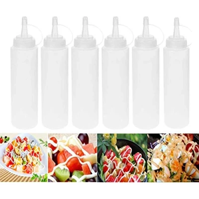 Imagen de 6pcs 8oz Squeeze Condiment Bottles with Cap Seasoning Dispensers 230ml