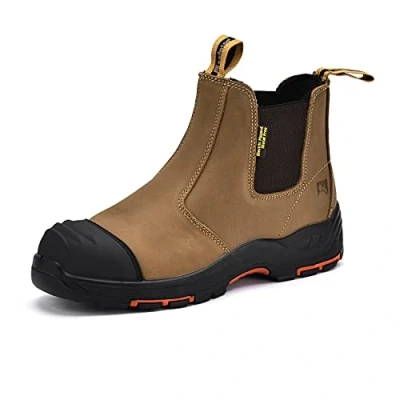 Imagen de Botas de trabajo S3 para hombre y mujer, M 8025NB, zapatos seguridad piel alta impermeable transpirable, plantillas ligeras cómodas, pies compostas S1P placa