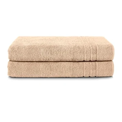 Imagen de Komfortec Juego de 2 toallas sauna 70 x 200 cm, 100 % algodón, XXL, toalla sauna, suave, grande, rizo, secado rápido, arena/beige