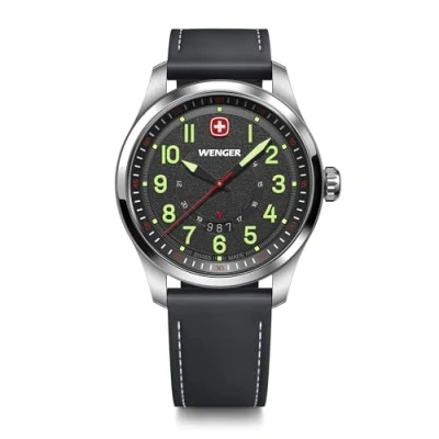 Imagen de Wenger Hombres Reloj de Pulsera Terragraph Analog Quarz, Ø 43 mm, Impermeable hasta 100 m, Cuero, 01.0541.121