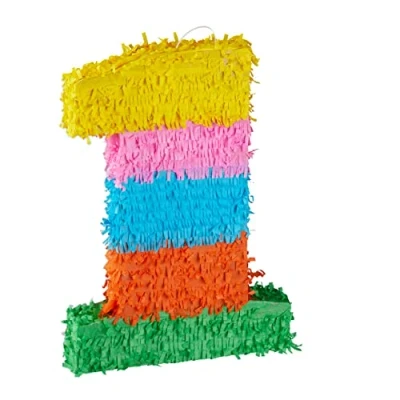 Imagen de Relaxdays Piñata Cumpleaños Número 1 sin Relleno, Papel, Multicolor, 50,5 x 35,5 7,5 cm, Color 5 (10025189_903)