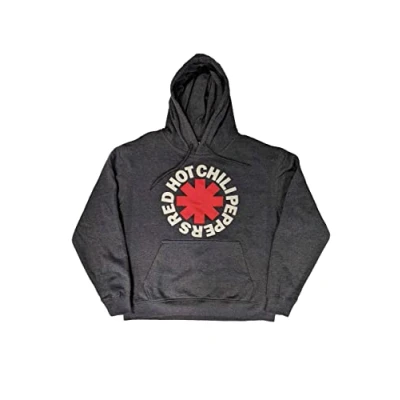 Imagen de Rage Against the Machine Red Hot Chili Peppers Sudadera con capucha clásica Asterisk oficial unisex, Gris oscuro, XL