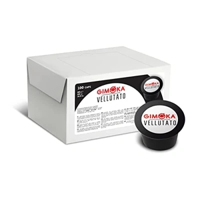 Imagen de Gimoka Mezcla de Café Vellutato 100% Arabica, intensidad 6 100 Cápsulas Compatibles con Máquinas Lavazza* Blue* para uso doméstico Producido en Italia