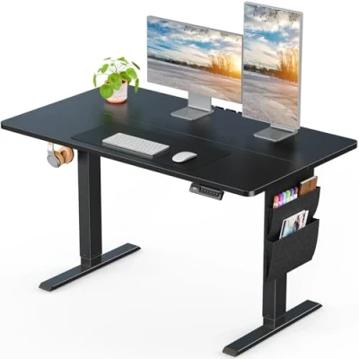 Imagen de ErGear Escritorio de Altura Regulable 100 x 60 cm, soporta hasta 80 kg Ajustable con Bolsa Almacenamiento, eléctrico función Memoria para Estaciones Trabajo