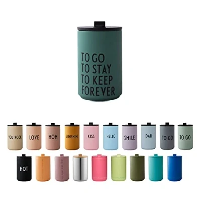 Imagen de design letters Taza Termica 350 ml de café para Llevar Vaso termico y té Tazas viaje aisladas sin BPA Térmica acero inoxidable Termo Cafe bebidas frías calientes