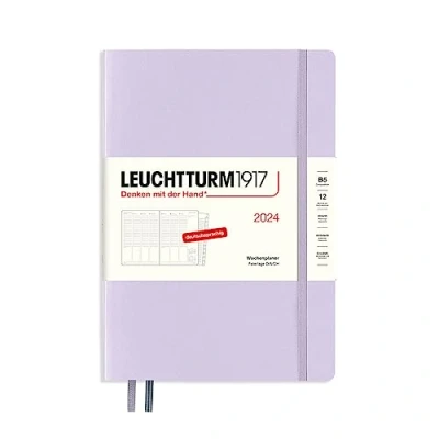 Imagen de LEUCHTTURM1917 Planificador semanal Composition (B5) 2024 367845, con cuaderno adicional para direcciones y aniversarios, morado, alemán, 12 meses