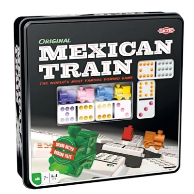 Imagen de Tactic 54005 Tren mexicano 91 fichas de dominó 8 jugadores caja metal (surtida)