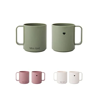 Imagen de Design Letters Vaso mini de Tritan para bebés y niños, color verde, sin BPA/EA/BPS, con asa, antigoteo, 175 ml, apto lavavajillas