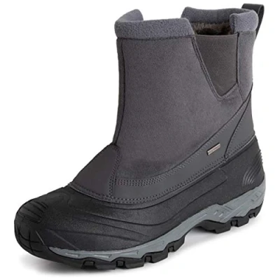 Imagen de Polar Hombre Impermeable Suela Exterior Profunda Huella Completamente Piel Sintética Forrada Invierno Durable Botas De Nieve Gris Halar UK8/EU42 YC0685