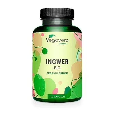 Imagen de Jengibre BIO Ginger ORGÁNICO 120 Cápsulas 650 mg por Cápsula Náusea + Digestión Dolor Menstrual Sin Aditivos Vegavero®
